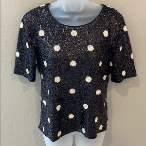 J Crew black and white sequin top size small